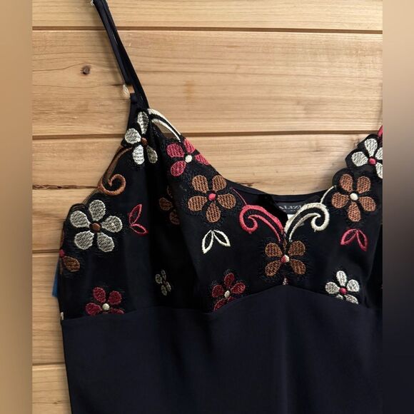 Malizia La Perla Size Small Silk Mesh Floral Bodice Intimates Slip Night Gown - Picture 4 of 13